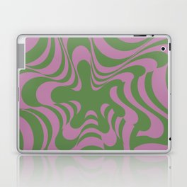 Abstract Groovy Retro Liquid-Swirl Green Purple Pattern Laptop Skin