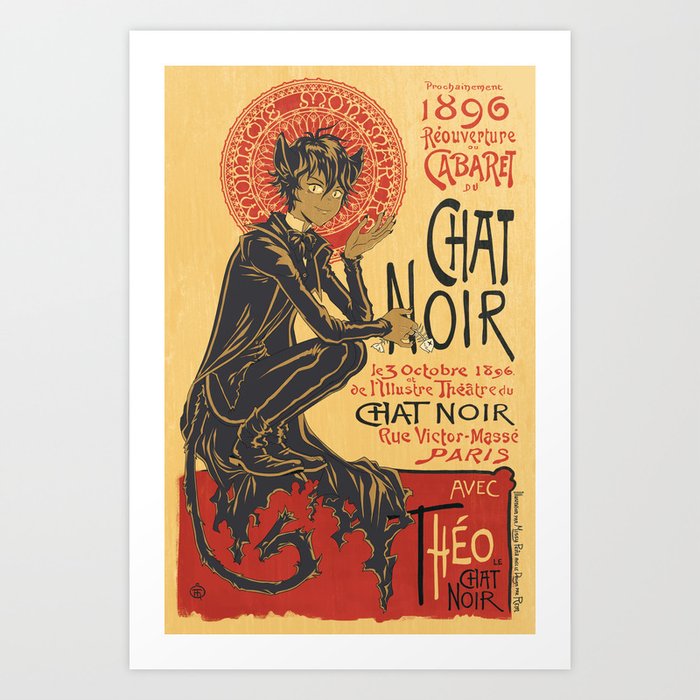 Theo Le Chat Noir Art Print By Zimmay Society6