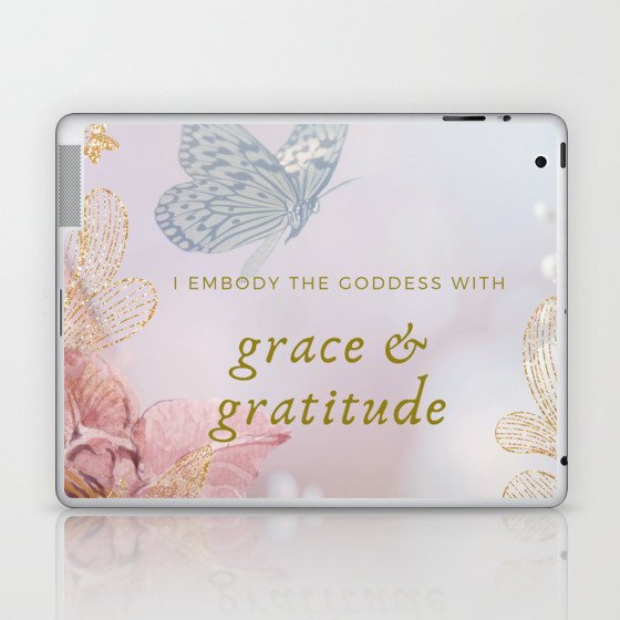 Shimmering Pink and Gold Grace and Gratitude Embodiment Affirmation Laptop & iPad Skin