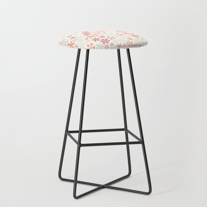 peach and rose pink florals eclectic daisy print ditsy florets Bar Stool
