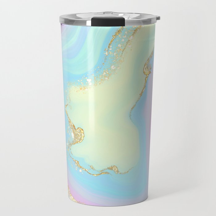 Pastel Opal Geode Crystal Travel Mug