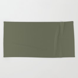 Dark Green-Brown Solid Color Pantone Olivine 18-0316 TCX Shades of Green Hues Beach Towel