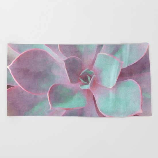 Pastel Succulent Beach Towel