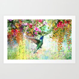 Watercolor Hummingbird Art Print
