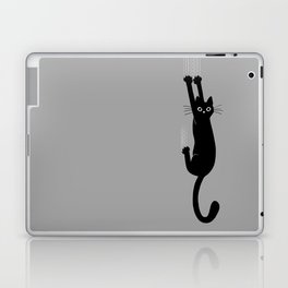 Black Cat Hanging On | Funny Cat Laptop Skin