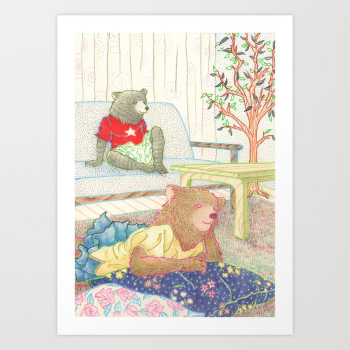 Everyday Animals- Little Bears lounge around Art Print
