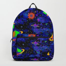 Neon Saturn Pattern Backpack
