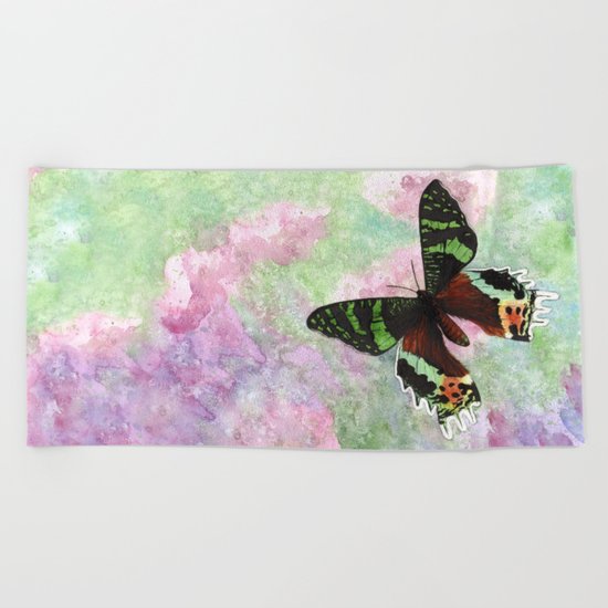 Urania Ripheus Butterfly Beach Towel