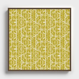 Twigs - yellow Framed Canvas