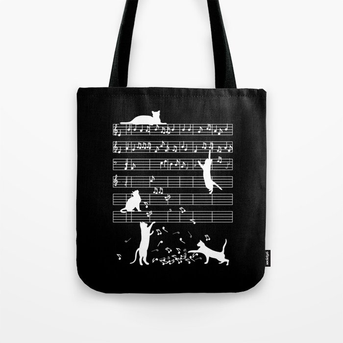 Cats Music Notes Gift Tote Bag