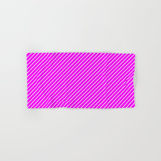 Diagonal Lines (White/Fuchsia) Hand & Bath Towel