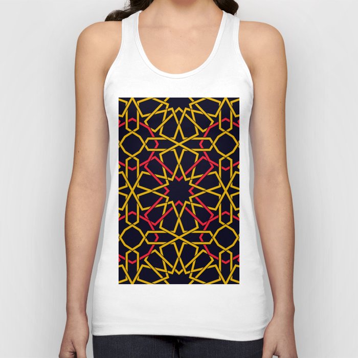 Red & Yellow Color Arab Square Pattern Tank Top