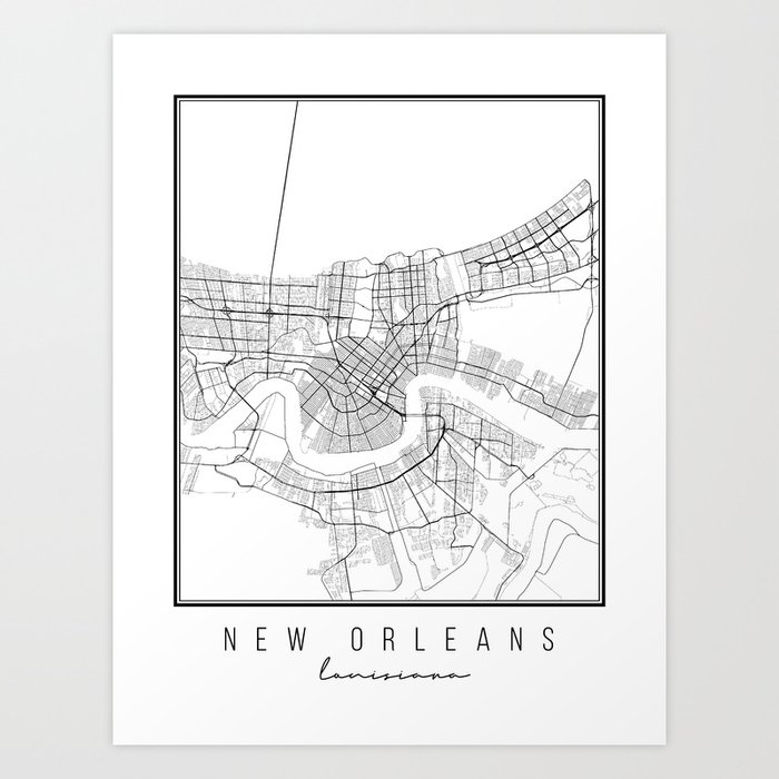 New Orleans Louisiana Street Map Art Print By Typologiepaperco