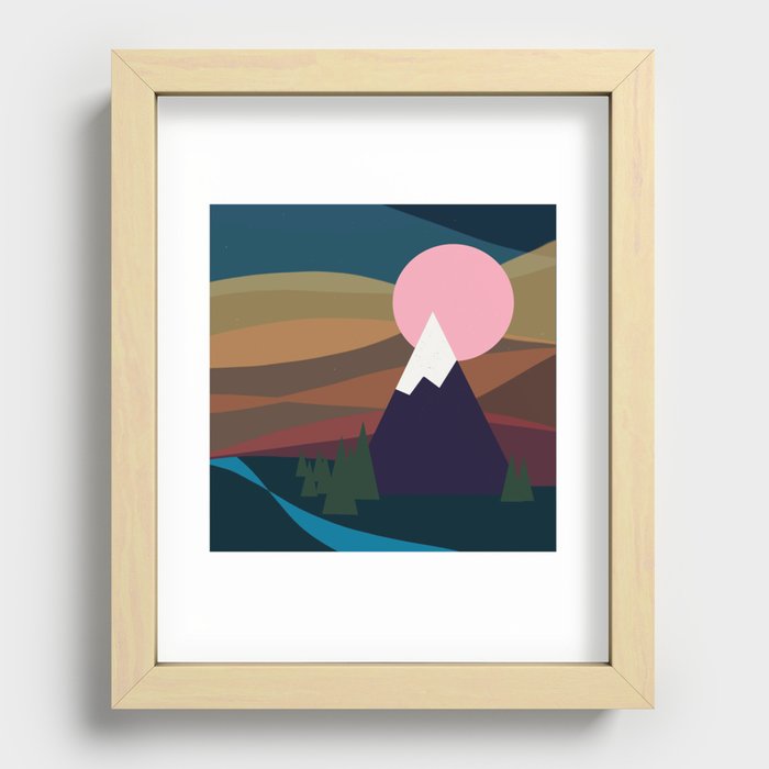 Pink Moon Recessed Framed Print