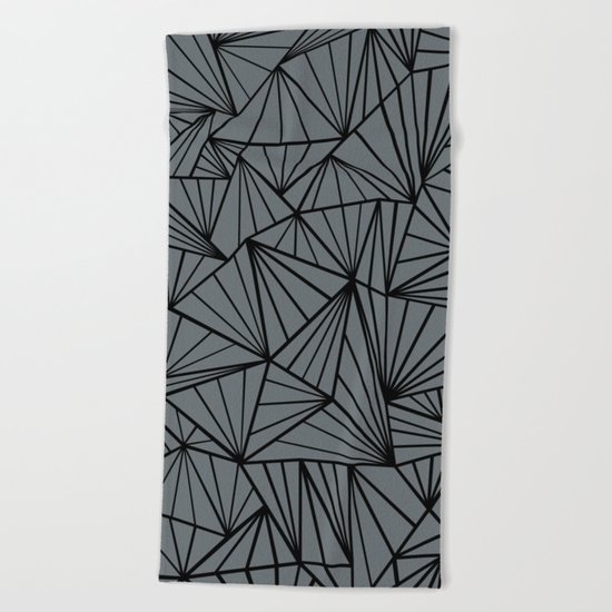 Ab Fan Grey and Black Beach Towel