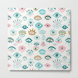 Mystic Eyes – Turquoise & Pink Metal Print