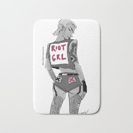 RIOT GRL Bath Mat | Drawing, Ink Pen, Riotgrl, Girlpower, Digital, Girl, Grlpwr, Riot 