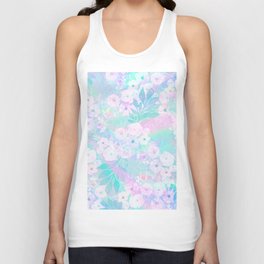 Pink teal lavender watercolor ombre floral Unisex Tank Top