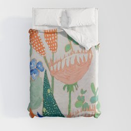 Proteas and Birds of Paradise Painting Duvet Cover
