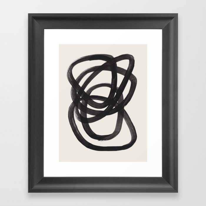 Mid Century Modern Minimalist Abstract Art Brush Strokes Black & White Ink Art Spiral Circles Gerahmter Kunstdruck | Gemälde, Mid-century, Modern-minimalist, Abstract-art, Brush-strokes, Black-&-white, Ink-art, Spiral-circles, Aquarell, Ink