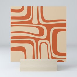 Palm Springs - Midcentury Modern Retro Pattern in Mid Mod Beige and Burnt Orange Mini Art Print