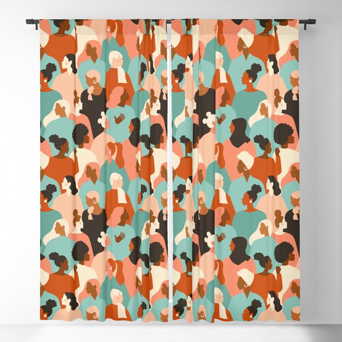 Female diverse faces of different ethnicity Blackout Curtain