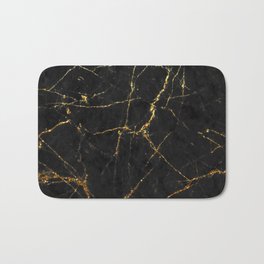 Gold Glitter and Black marble Bath Mat | Glitter, Sparkle, Rock, Stones, Geode, Marbled, Watercolor, Luxury, Pattern, Marble 