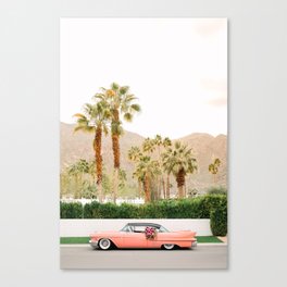 Classic Pink Car in Palm Springs Canvas Print