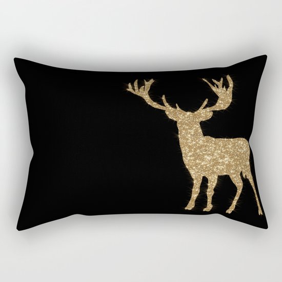 Sparkling golden deer - Wild Animal Animals on #Society6 Rectangular Pillow