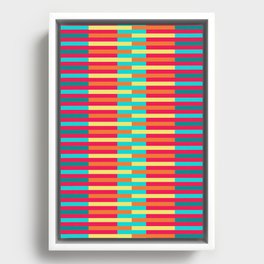 Colorful Stripes Pink Yellow Orange & Teals Framed Canvas