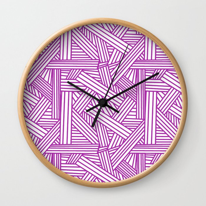 Sketchy Abstract (Purple & White Pattern) Wall Clock