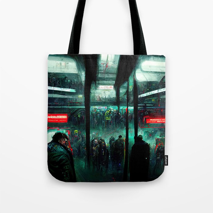 Cyberpunk Subway Tote Bag