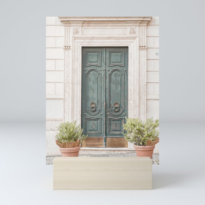 Vintage Door In Rome City Photo | Baroque Street Architecture Art Print | Italy Travel Photography Mini Art Print