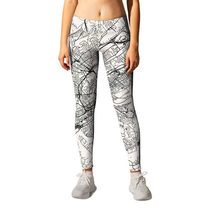 USA, Knoxville - black and white city map Leggings