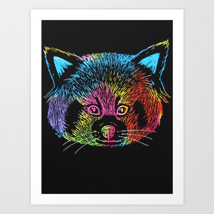 red rainbow panda Art Print