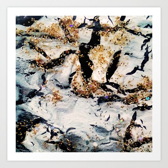 gray&gold marble Art Print