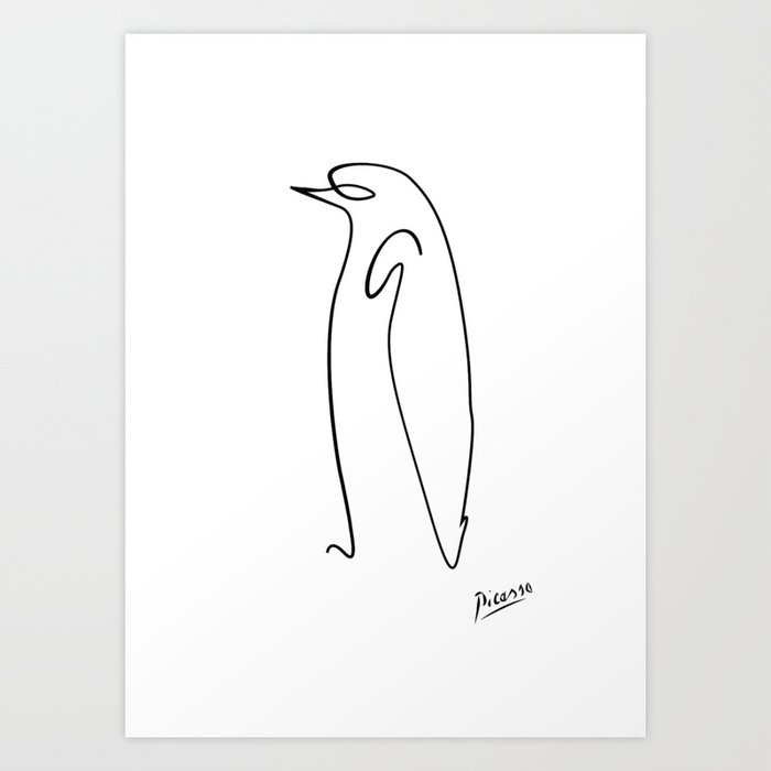 penguin line art picasso original Art Print by GraphicWorldGifts