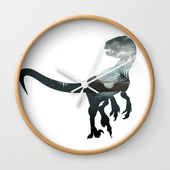 Velociraptor Minimalist Splash Wall Clock