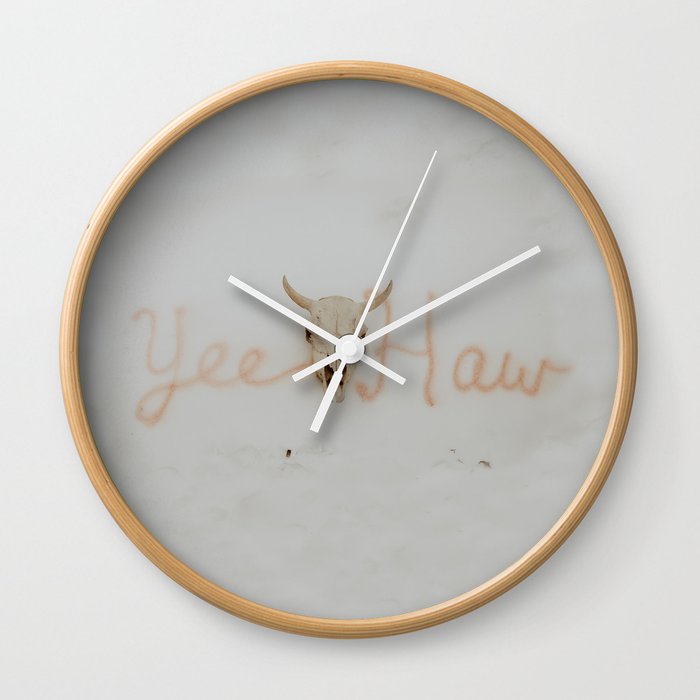 Yee Haw Cow Skull Wall Clock