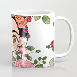 Frida cartoon roses Coffee Mug | Mexico, Portrait, Feminism, Popart, Graphicdesign, Feminist, Frida, Kalo, Woman, Artist 