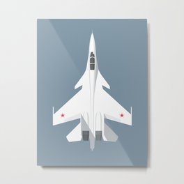Su-30 Flanker Fighter Jet Aircraft - Slate Metal Print