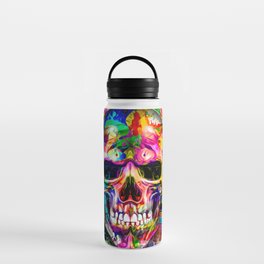 abstract colorful background with colorful skull Water Bottle