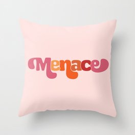 She's a Menace Retro Pinks Red and Orange, Blobby Type Throw Pillow