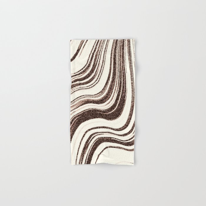 Textured Marble Brown Cream Hand Bath Towel by SilverPegasus