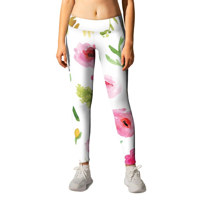 Yellow and Pink Florals Leggings