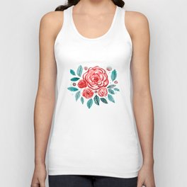 Spring roses bouquet - orange red and emerald Unisex Tank Top