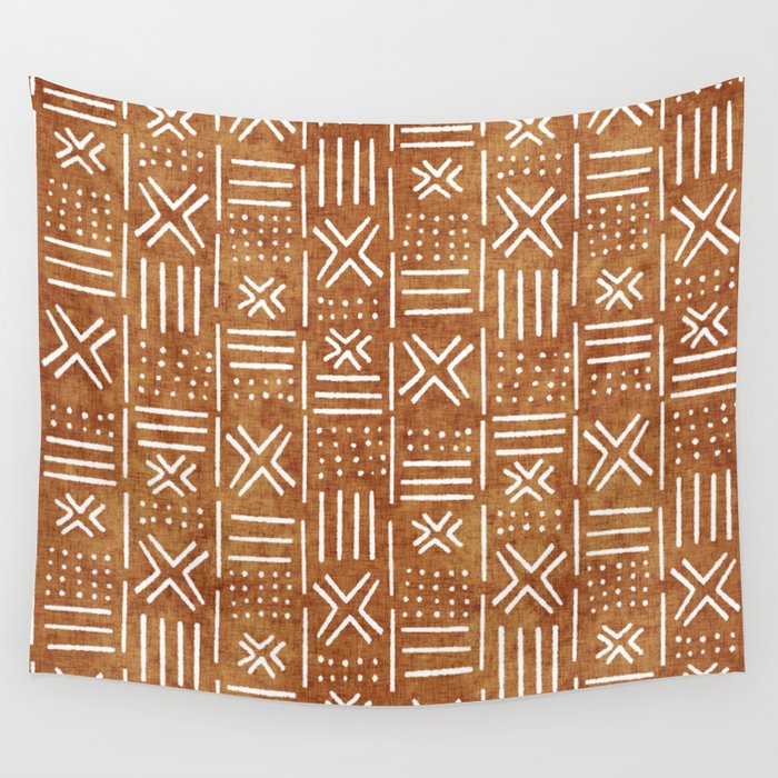 Mudcloth - tribal decor, mud cloth decor, mud cloth bedding, mudcloth curtains, rust, rust color, trendy decor Wall Tapestry