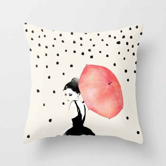 Polka Rain Throw Pillow