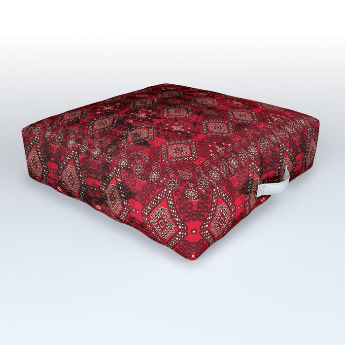 N129 - Epic Royal Red Oriental Traditional Moroccan Style Fabric Design  Outdoor Floor Cushion