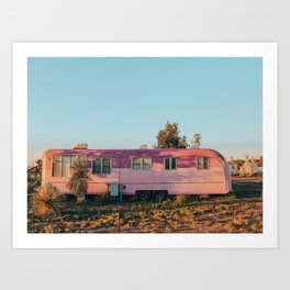 Purple travel trailer in Marfa, West Texas Art Print